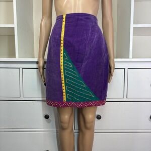 Purple vintage 80s Geometric Design Mini Skirt Women's Size S